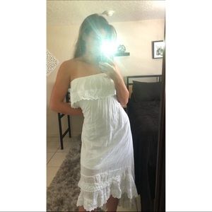 Strapless white sundress